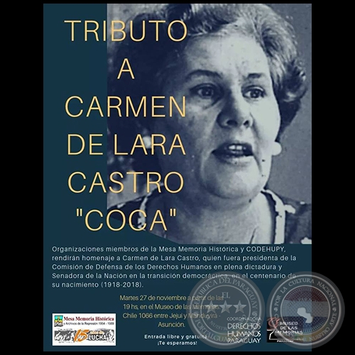 TRIBUTO A CARMEN DE LARA CASTRO - Martes, 27 de Noviembre de 2018